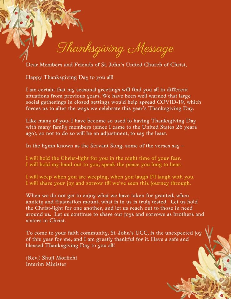 Thanksgiving Message for 2020