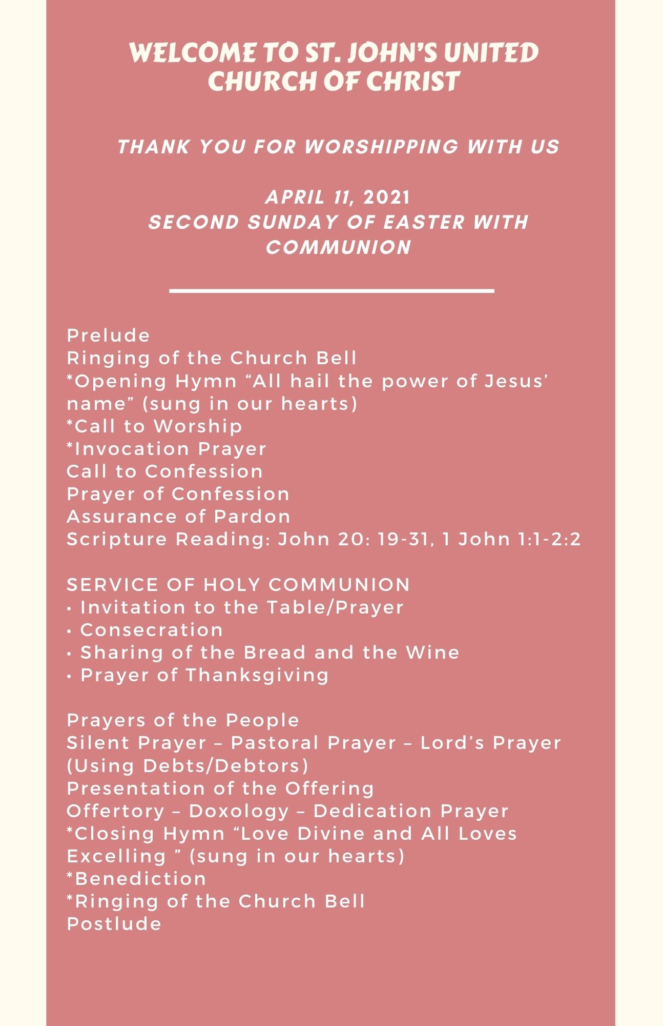 2021-04-11 Online Order of Worship