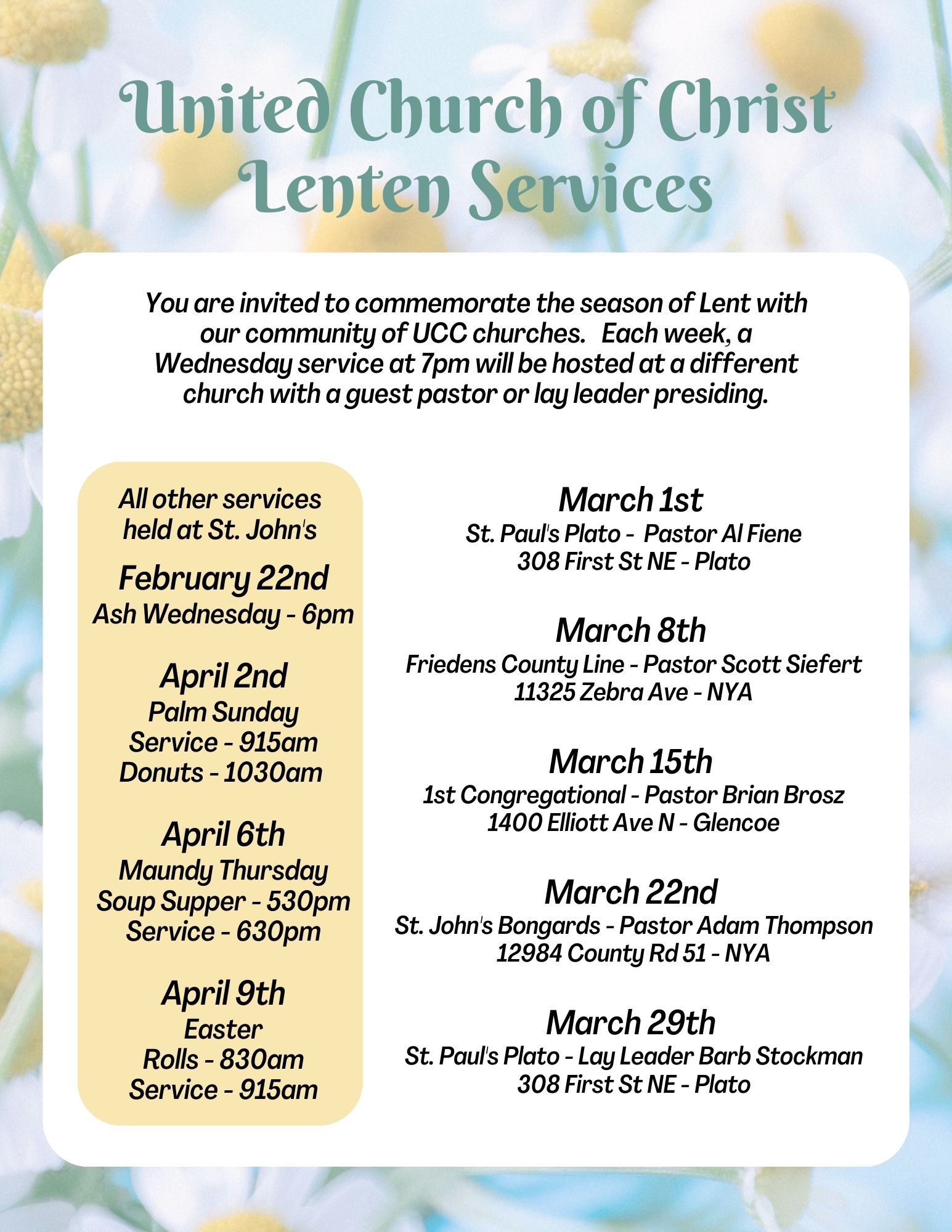 Flyer Lenten Services 2023 St John's Only